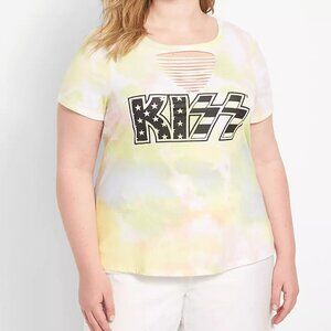 Slash-Front Tie-Dye KISS Graphic Tee Size 18/20